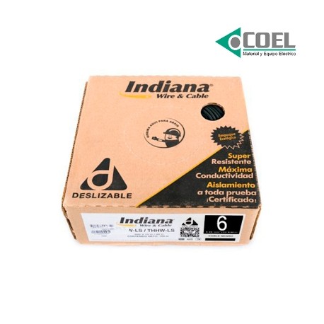 CABLE THW 600V CALIBRE 6 NEGRO INDIANA - INDIN6C - SLY291