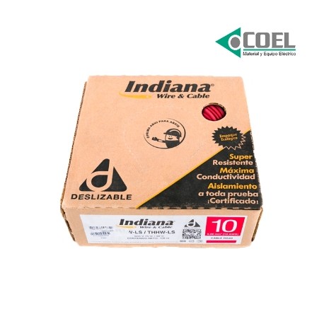 CABLE THW CALIBRE 10 INDIANA ROJO CARRETE - INDIR10C - SLY304