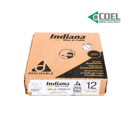 CABLE THW CALIBRE 12 INDIANA BLANCO CARRETE INDIB12C - SLY308