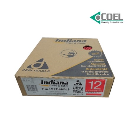 CABLE THW CALIBRE 12 INDIANA ROJO CARRETE INDIR12C - SLY308