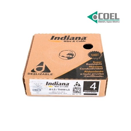 CABLE 600V CALIBRE 4 NEGRO INDIANA - INDIN4C - SLY287