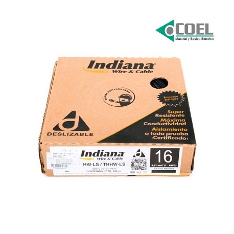 CABLE THWLS 90 600V CALIBRE 16 INDIANA NEGRO - INDIN16 - SLY316