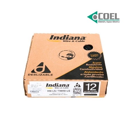 CARRETE CABLE THW CALIBRE 12 INDIANA NEGRO INDIN12C - SLY308