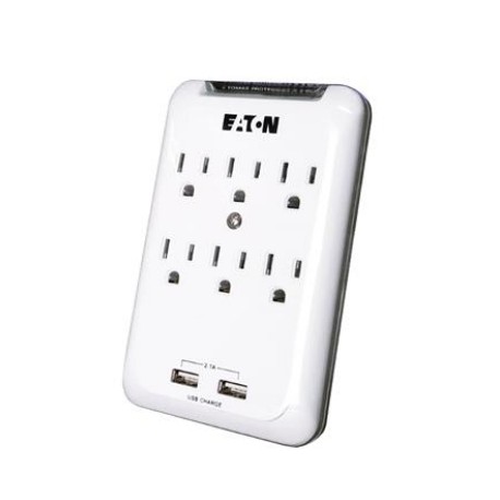 ASP6-2WH Adaptador de Pared Multicontactos de 6 entradas + USB Con luz